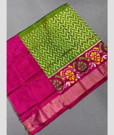 Pink and Lite Parrot Green ikkat lehengas with all over pochampally ikkat design