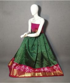 Pine Green and Pink ikkat lehengas with all over pochampally ikkat design