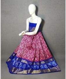 Hot Pink and Royal Blue ikkat lehengas with all over pochampally ikkat design