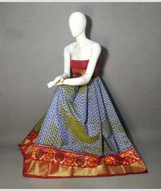 Grey and Red ikkat lehengas with all over pochampally ikkat design