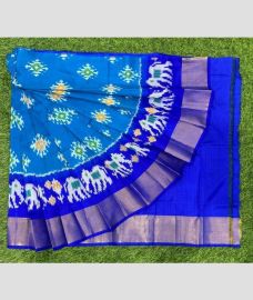 navi blue and blue colour ikkat lehengas with all over pochampally ikkat design