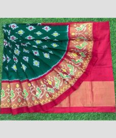 green and pink colour ikkat lehengas with all over pochampally ikkat design