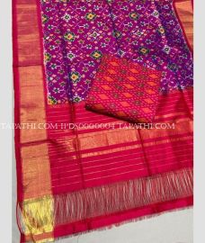 Magenta and Pink ikkat pattu dupattas with All over Ikkat design - IPDS0000004