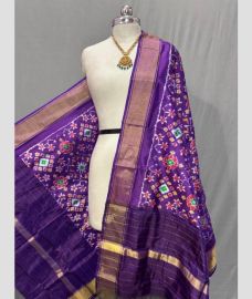 violet colour ikkat pattu dupattas with All over Ikkat design