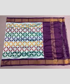 grey and blue colour ikkat pattu dupattas with All over Ikkat design