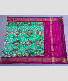 blue and purple colour ikkat pattu dupattas with All over Ikkat design