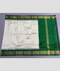 cream and green colour ikkat pattu dupattas with All over Ikkat design