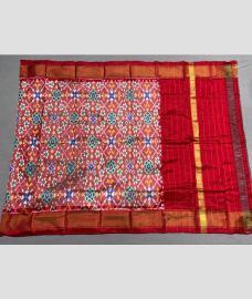 magenta red colour ikkat pattu dupattas with All over Ikkat design