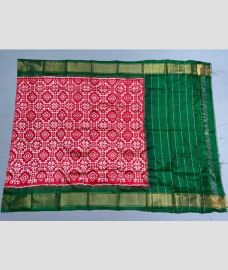 magenta and green colour ikkat pattu dupattas with All over Ikkat design