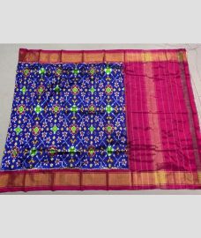 navy blue colour ikkat pattu dupattas with All over Ikkat design