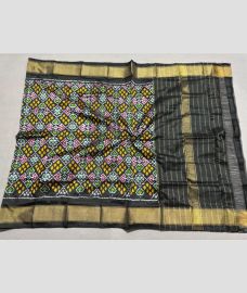 blue and block colour ikkat pattu dupattas with All over Ikkat design