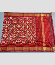 maroon red colour ikkat pattu dupattas with All over Ikkat design