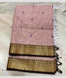 Baby Pink and Dark Chocolate kanchi cotton sarees with All over Buttas design