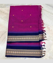 Hot Pink and Navy blue kanchi cotton sarees with All over Buttas design