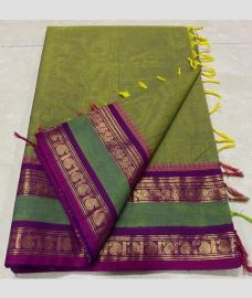 Fern Green and Magenta kanchi cotton sarees with Kanchi Border design