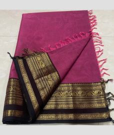 Magenta and Black kanchi cotton sarees with Kanchi Border design
