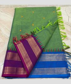 Fern Green and Magenta kanchi cotton sarees with Kanchi Border design