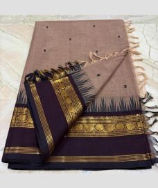 Lite Brown and Chocolate kanchi cotton sarees with Kanchi Border design