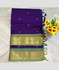 Purple and Fern Green kanchi cotton sarees with Kanchi Border design