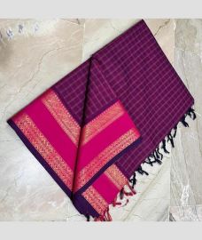 Magenta and Pink kanchi cotton sarees with All over Checks design