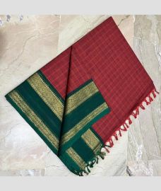 Deep Pink and Teal kanchi cotton sarees with All over Checks design