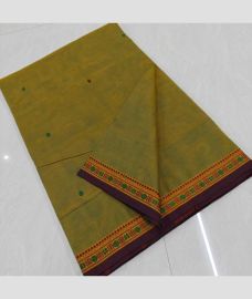 Lite Green and Chocolate kanchi cotton sarees with All over Buttas design