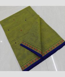 Lite Green and Blue kanchi cotton sarees with All over Buttas design