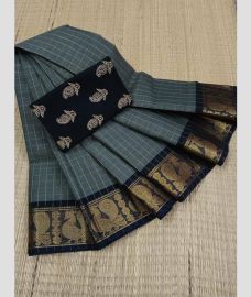 slate colour kanchi cotton sarees with Anchulatha Border design