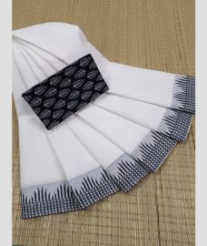 white colour kanchi cotton sarees with Anchulatha Border design