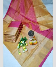 magenta red and sand colour kanchi cotton sarees with All over design