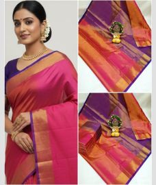 magenta red and purple colour kanchi cotton sarees with All over design