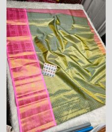 Golden and Rose Pink kanchi lehengas with All over design