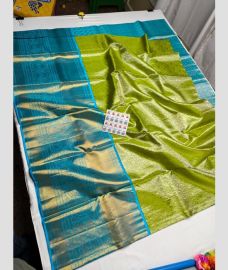 Lite Parrot Green and Turquoise kanchi lehengas with All over design