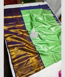 Pista and Navy Blue kanchi lehengas with All over design