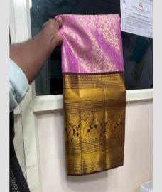 Rose Pink and Chocolate kanchi lehengas with all over jari design