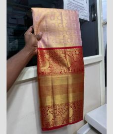 Baby Pink and Red kanchi lehengas with all over jari design