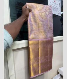 Lavender and Golden kanchi lehengas with all over jari design