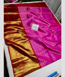 Neon Pinkk and Red kanchi lehengas with Kanchi Border design