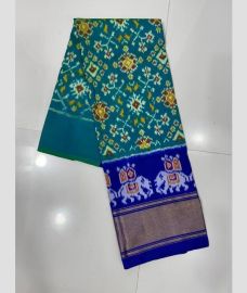 Blue Jay and Royal Blue kanchi lehengas with all over pochampally ikkat design