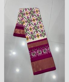 Half White and Pink kanchi lehengas with all over pochampally ikkat design