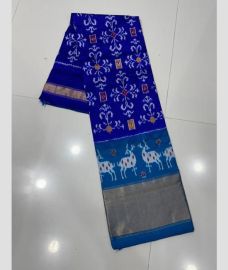 Royal Blue and Blue kanchi lehengas with all over pochampally ikkat design