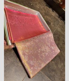 Pink and Baby Pink kanchi pattu sarees with All over brocade design