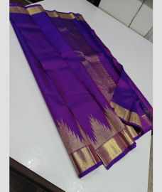 Magenta and Golden kanchi pattu sarees with Temple Border design