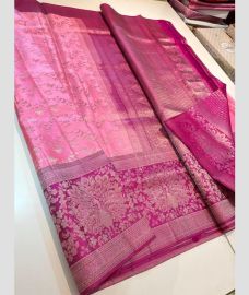 Rose Pink and Deep  Pink kanchi pattu sarees with All over brocade design