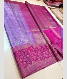 Purple and Deep Pink kanchi pattu sarees with All over brocade design