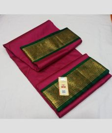 Crimson and Green kanchi pattu sarees with Kanchi Border design