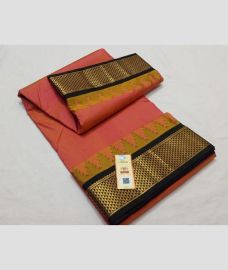 Copper and Black kanchi pattu sarees with Kanchi Border design