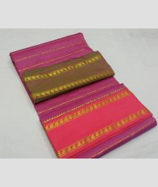 Magenta and Pink kanchi pattu sarees with All over Lines design