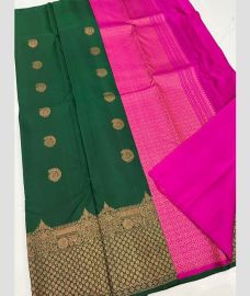 Green and Pink kanchi pattu sarees with Turning Border design