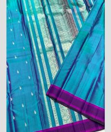 Blue and Plum Purple kanchi pattu sarees with Kanchi Border design